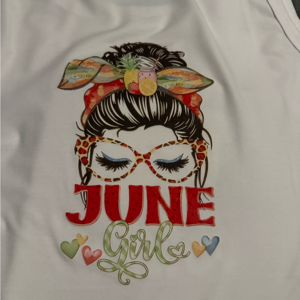 White 'June Girl' Graphic Tank Top